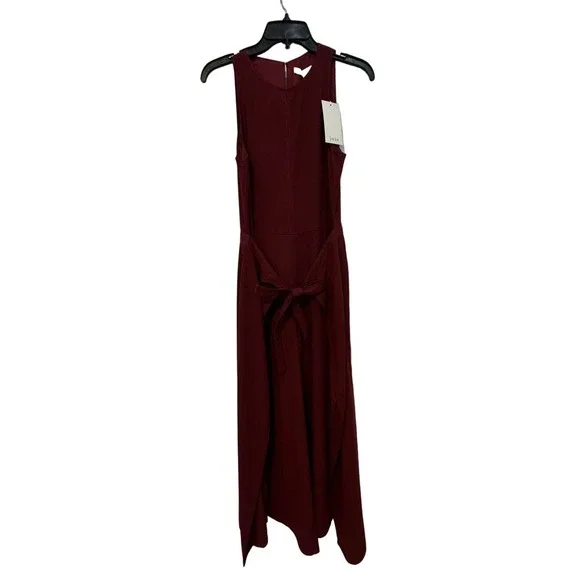 36. JOIE NWT $348 Mairead Tie Waist Crop Culotte Jumpsuit in Garnet Size 4 - Picture 5 of 11